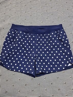 Lands' End Deep Sea Navy Polka Dot Athletic Shorts